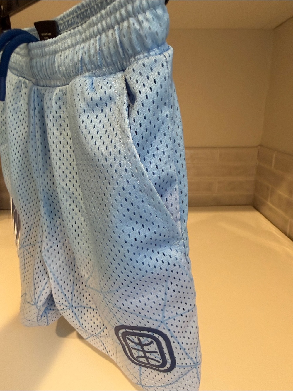 Light Blue Boys' Athletic Mesh Shorts - Picture 6 of 9